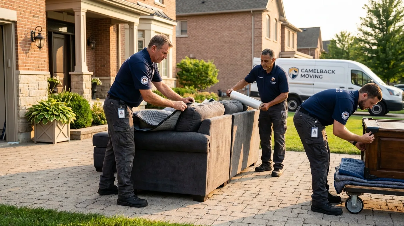 Large estate moving crew wrapping furniture in Des Arc, AR
